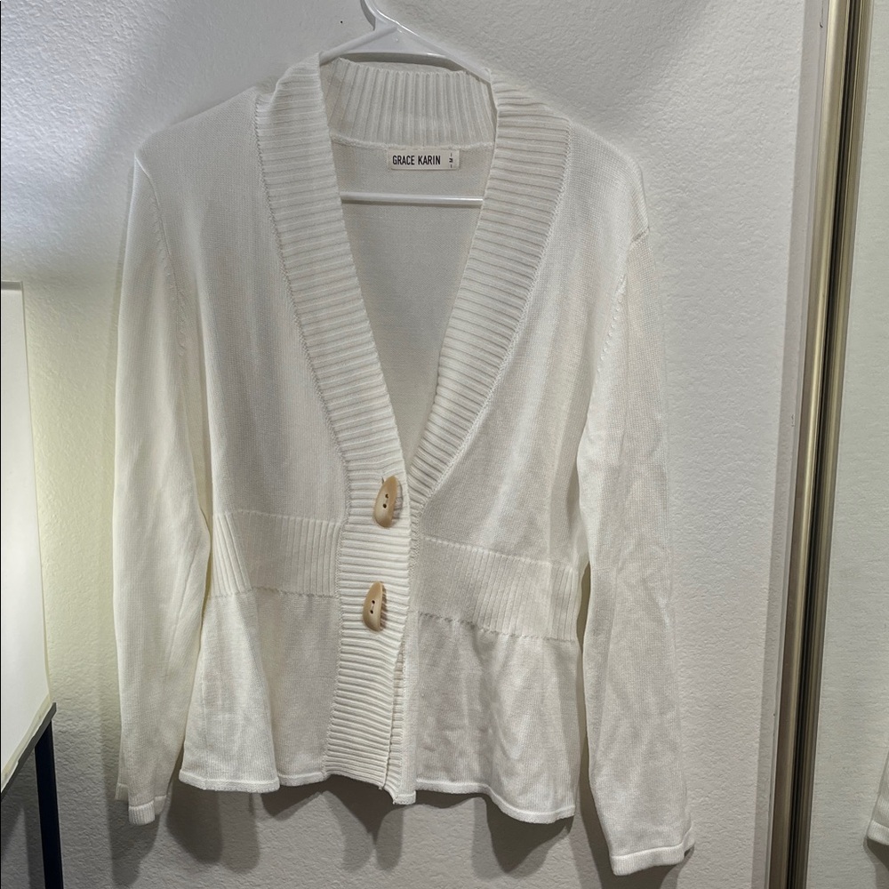 Grace Karin Ivory Cardigan with Button Accents